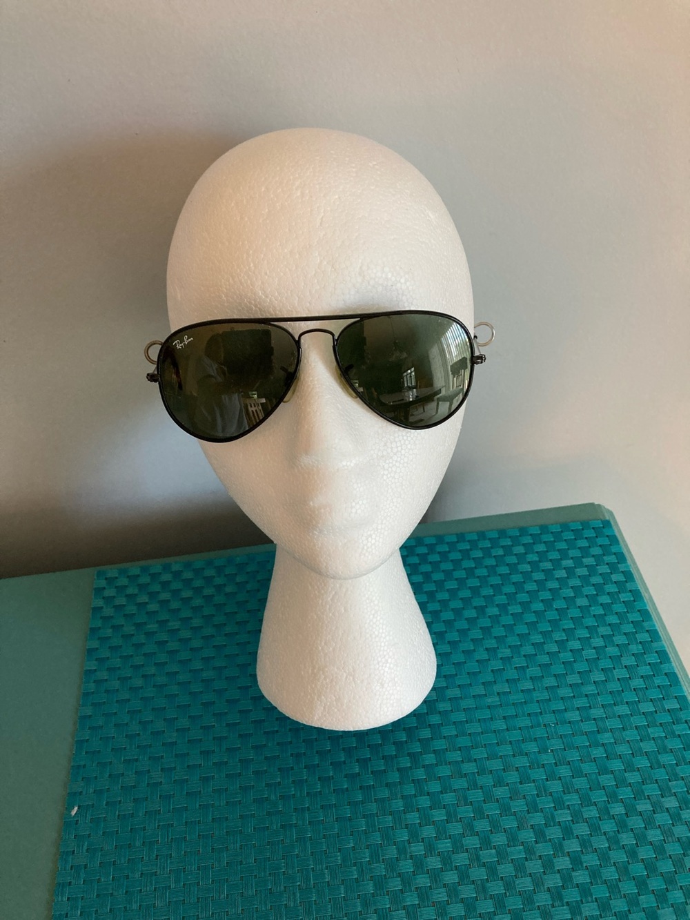 Ray-Ban Black Frame with Dark Green Lenses Aviator Sunglasses
